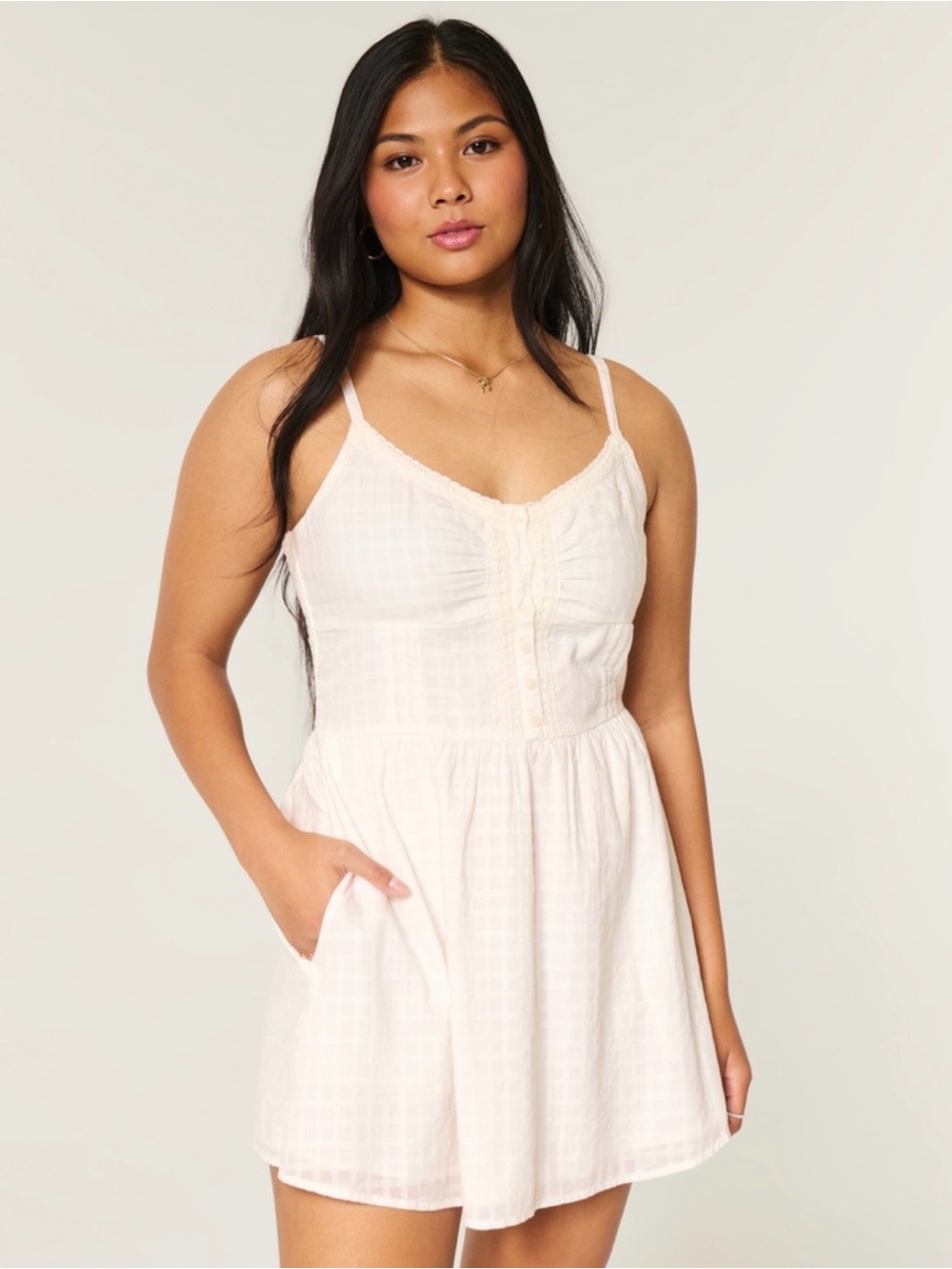 White Babydoll Button Front Mini Dress